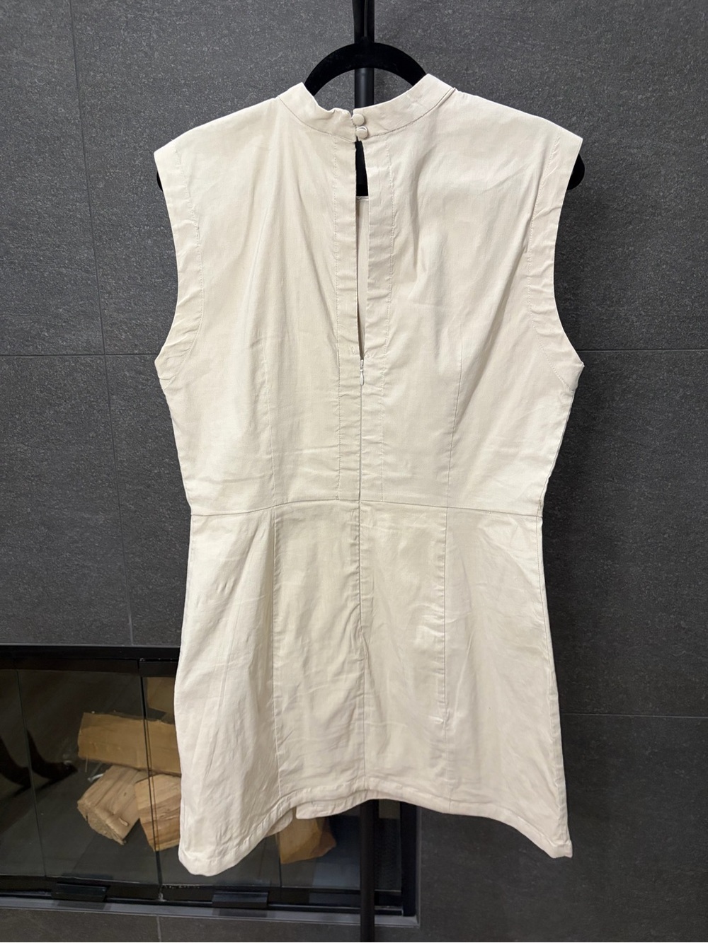 Anthropologie Mock Neck Sleeveless Seamed Dress Light Beige Neutral Size Large - Picture 11 of 14